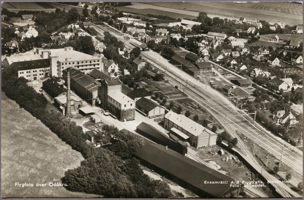 Ödåkra flygfoto, fotograf O Liljeqvist, Järnvägsmuseum