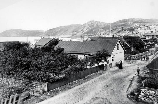 Mölle Vy över fiskestugor och Kullaberg