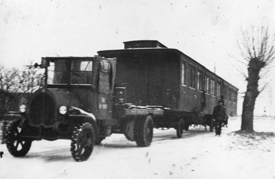 Bandyvagnen transporteras